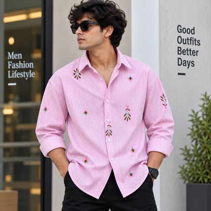 Men's Full sleeve Boxy fit type  Embroidery Shirts single pcs @350 and Buy 3 pc combo @999