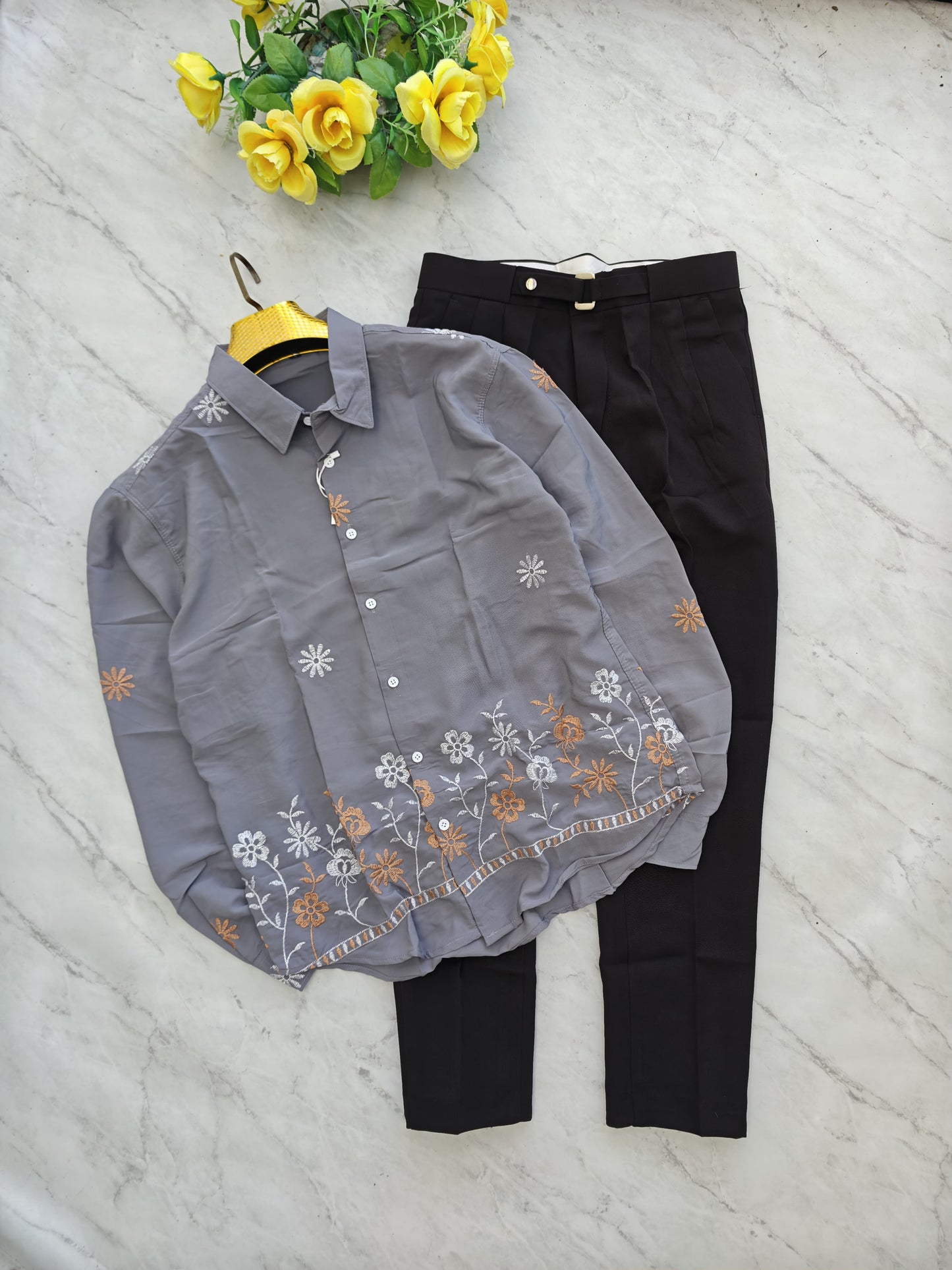 2 in 1 combo mfw embroidery shirts + gurkha model polo fit pant combo buy @700 rs only