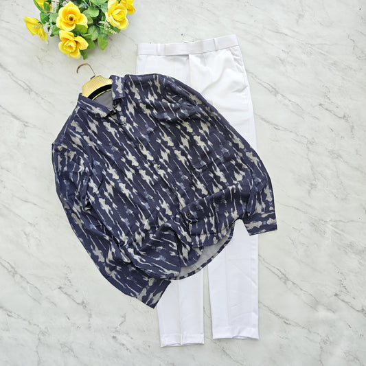 2 in 1 combo MFW viscose printed shirts + twill fabric polo fit pants combo buy @600 rs only