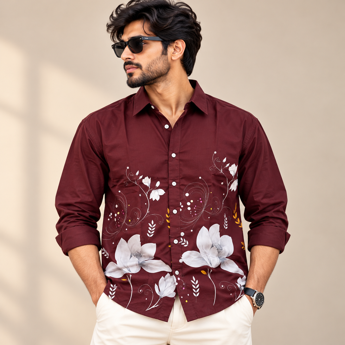 Men's Full sleeve Bottom Viscose Printed Shirts single pcs @350 and Buy 3 pc combo @999