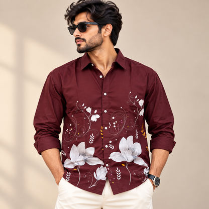 Men's Full sleeve Bottom Viscose Printed Shirts single pcs @350 and Buy 3 pc combo @999