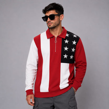 Men's korean Collar printed premium old money Zipper Full sleeve tshirts@249 (Fabric Reference – Please Read Description)
