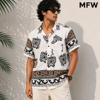 MFW Cuban collar viscose printed half sleeve shirts buy @250 rs only