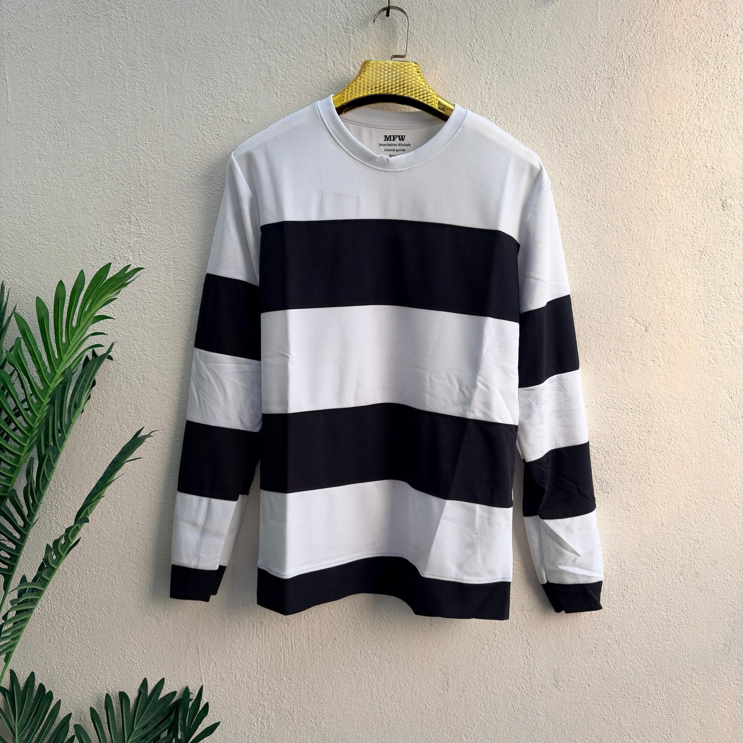 Round neck Full sleeve Tshirt 1 pc @199 and 3 pcs @ 499(White  with black)