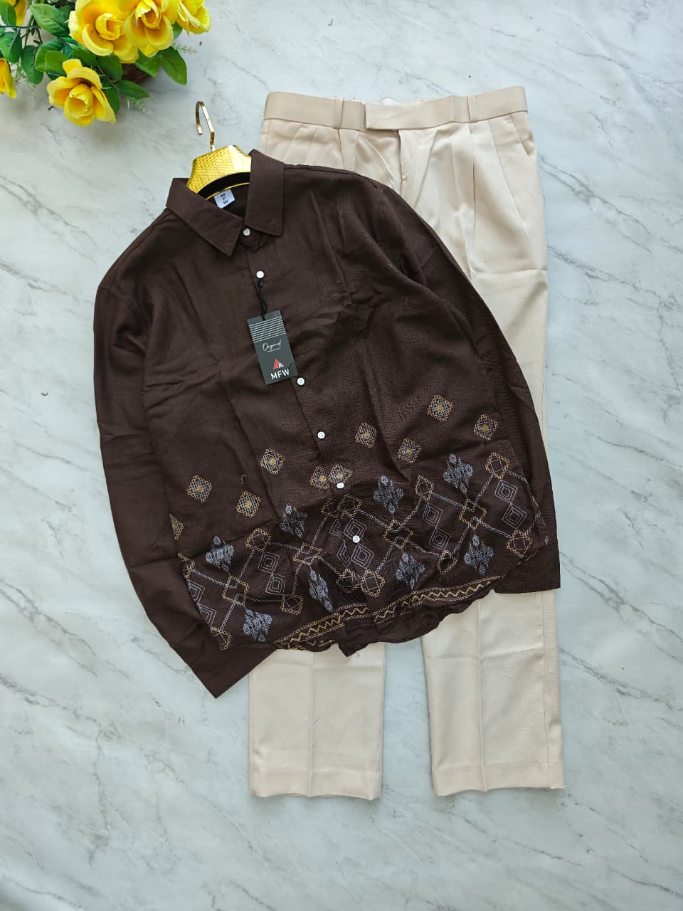 2 in 1 Combo Bottom Embroidery shirts + Korean baggy pants buy @600 rs only