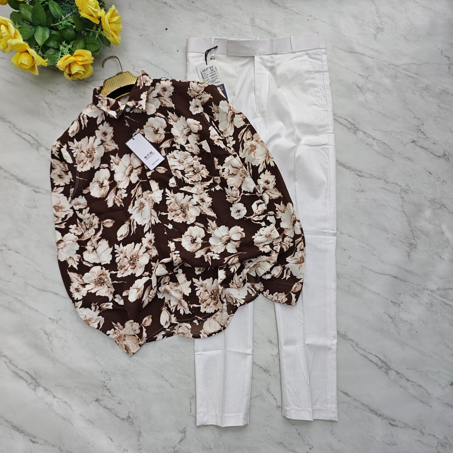 2 in 1 combo viscose printed shirts + lenin polo fit pants combo buy @600 rs only