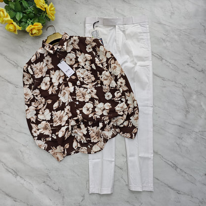 2 in 1 combo viscose printed shirts + lenin polo fit pants combo buy @600 rs only