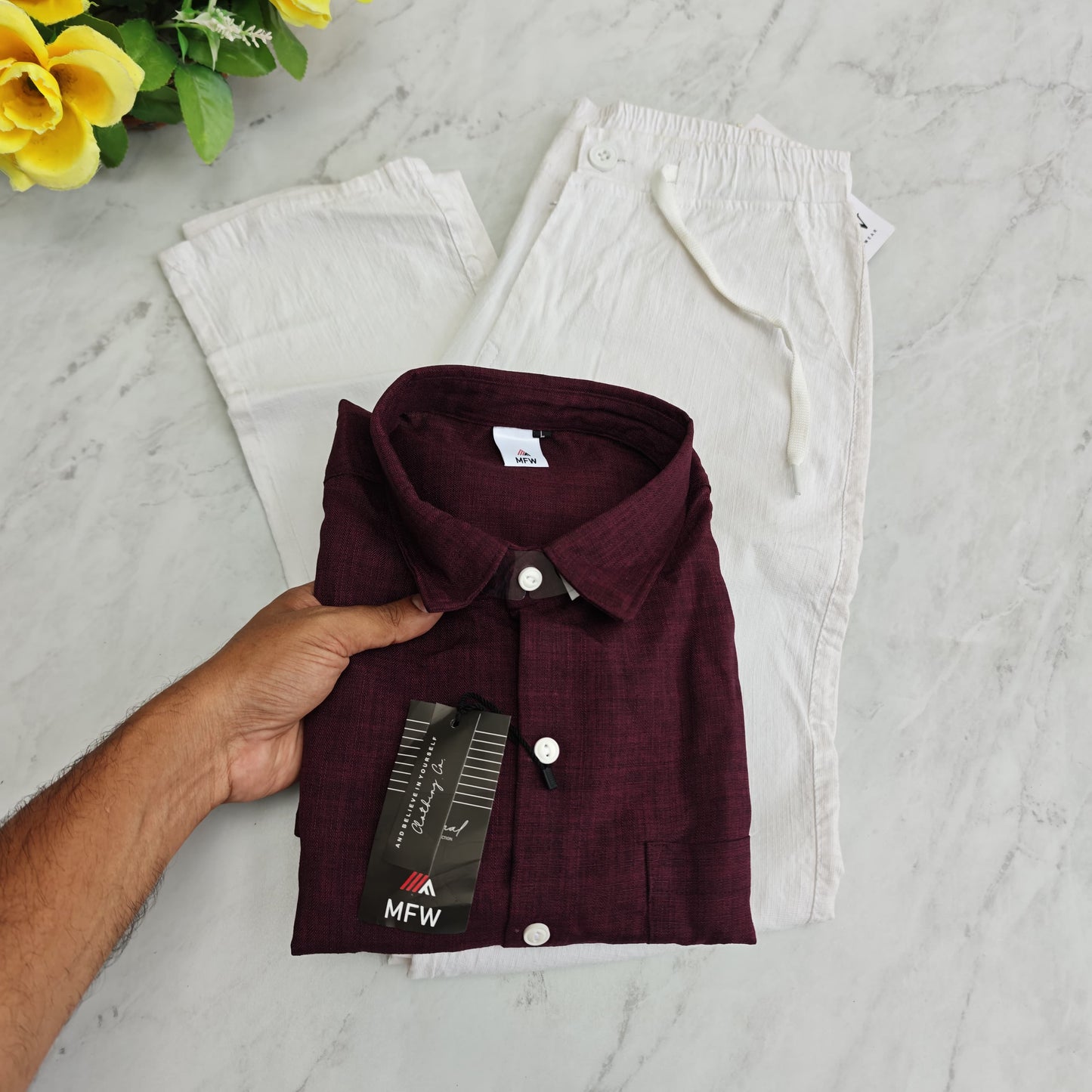 2 in 1 combo MFW Lenin shirts + MFW Lenin relax fit pant combo buy @600 rs only