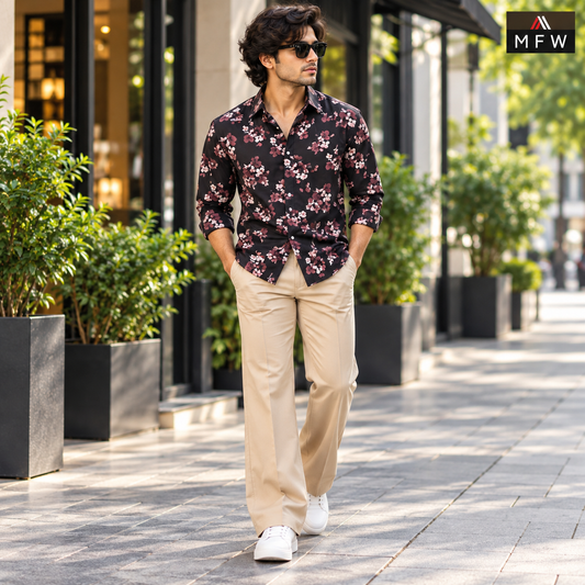 2 in 1 combo MFW viscose printed shirts + boot cut pants buy @600 rs only