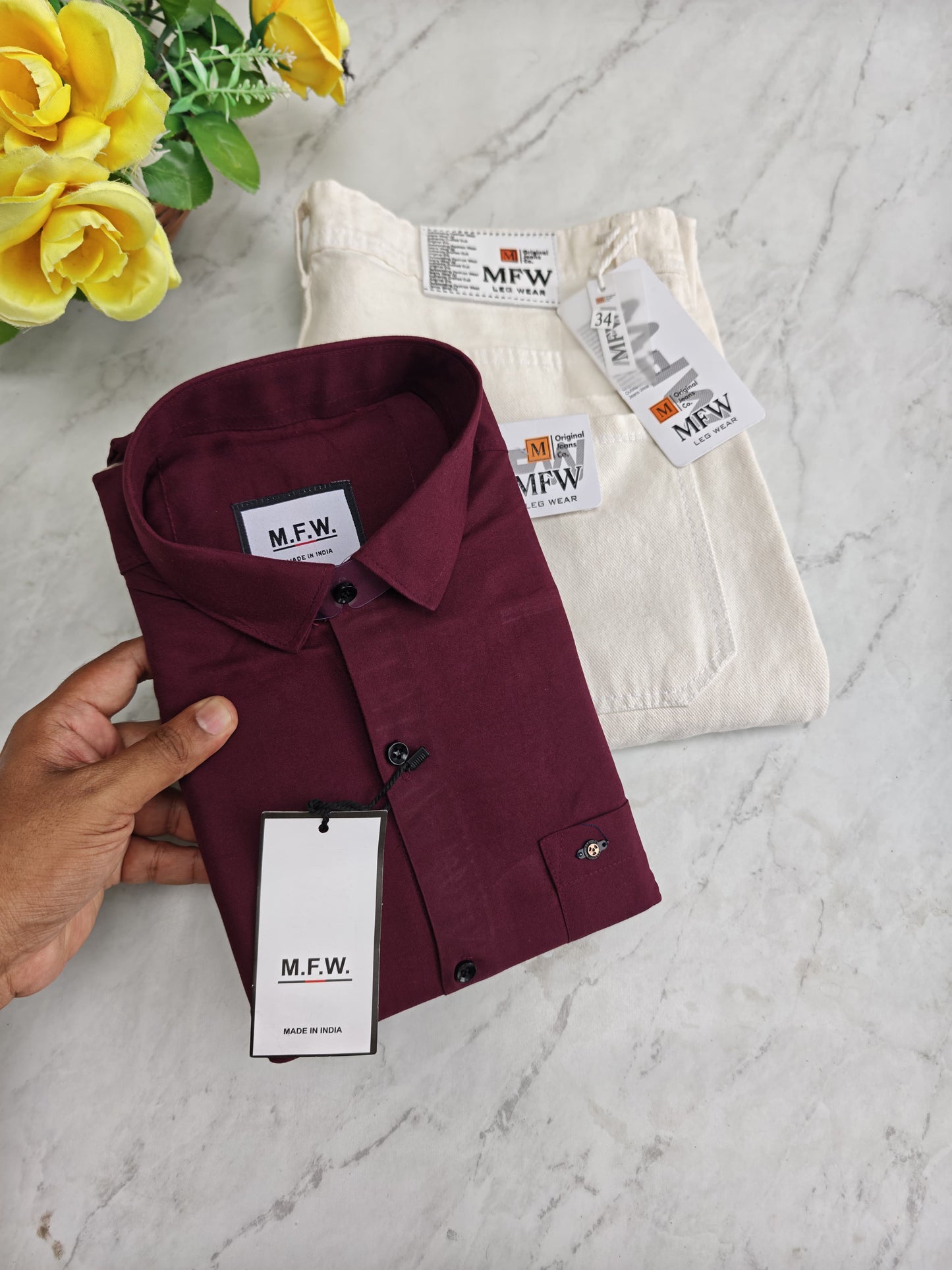 2 in 1 combo MFW plain shirts + mom fit pant buy @600 rs only