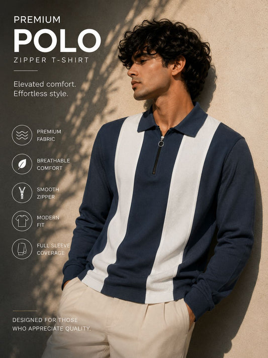 MFW Greps Fabric Polo Korean zipper stripes tshirt for sale @199