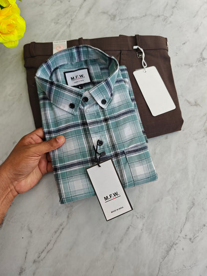 2 in 1 Combo oxford checked shirts + Lenin polo fit pant buy @600rs only
