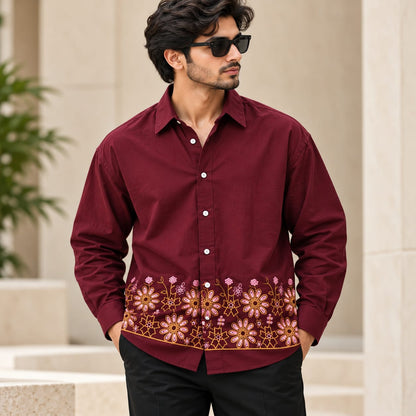 Men's Full sleeve Viscose Bottom Embroidery Shirts single pcs @350 and Buy 3 pc combo @999