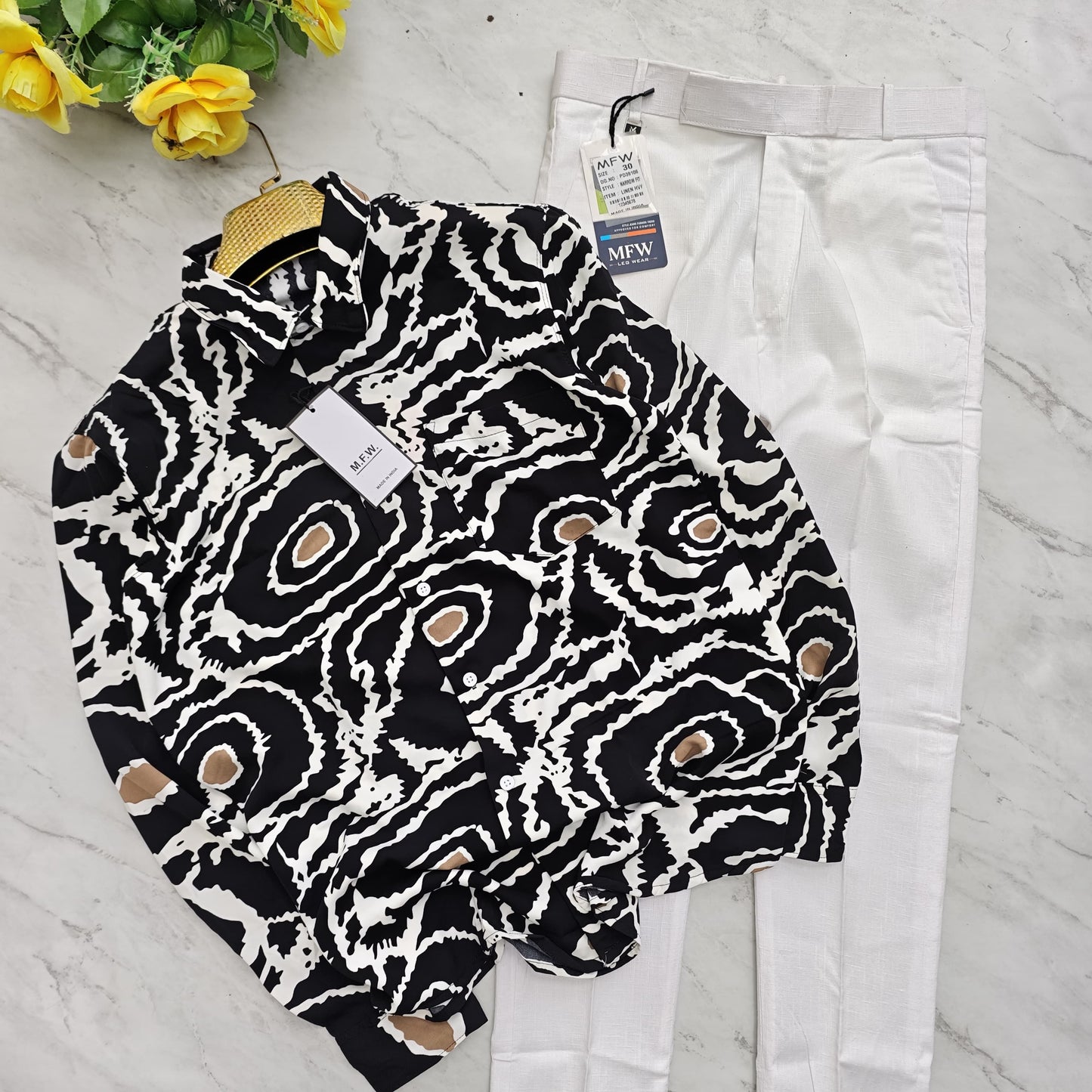 2 in 1 combo viscose printed shirts + lenin polo fit pants combo buy @600 rs only