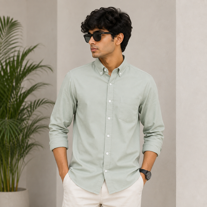 MFW Plain shirts Single pcs @299 and Buy 4 pcs combo @999(Pista green)
