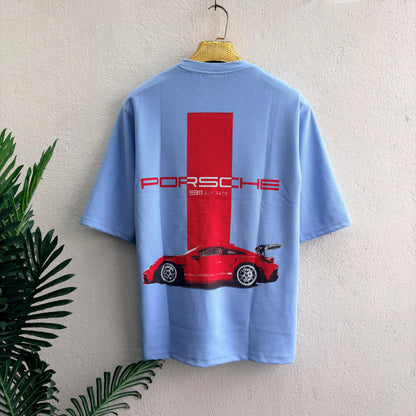 Porsche design Round neck Front and back Printed droup shoulder Tshirt 1 pc @199 and 3 pcs @ 499