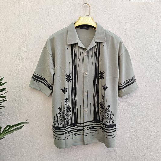 Cuban Collar Oversize Drop Shoulder Polo Designer printed Shirts buy @249