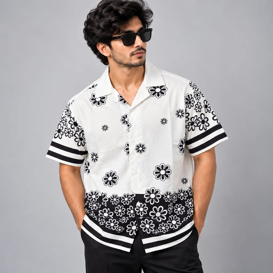 MFW Cuban Collar Border print half sleeve viscous shirts buy @250rs only