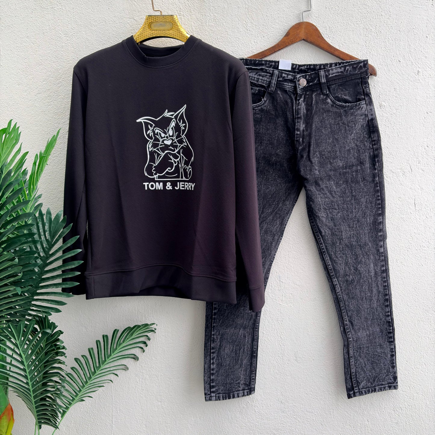 2 in 1 combo Full sleeve Printed tshirt + mom fit jeans combo @499 only