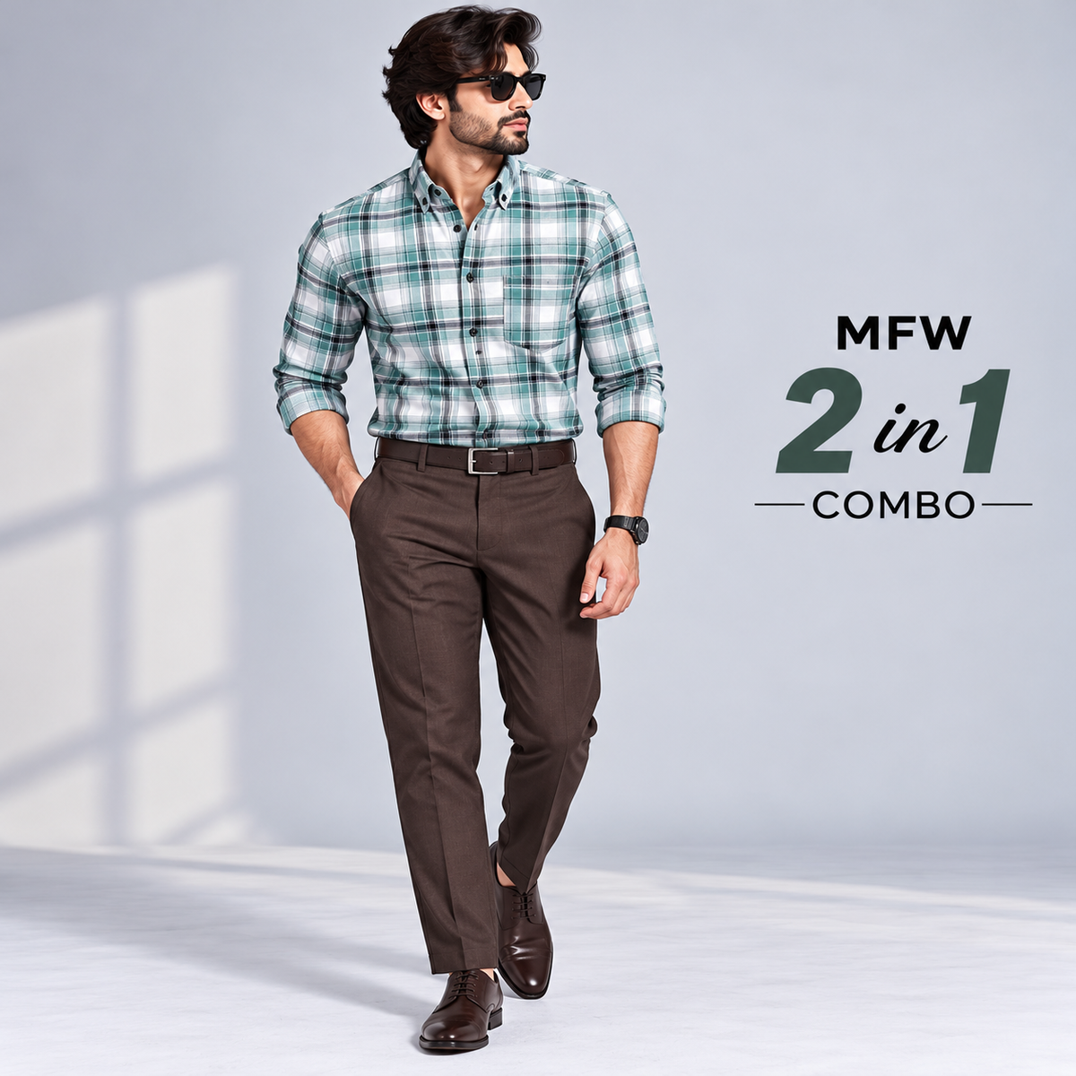 2 in 1 Combo oxford checked shirts + Lenin polo fit pant buy @600rs only