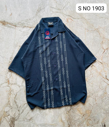 Cuban Collar Oversize Drop Shoulder Polo Designer Shirts buy @249(Grey)