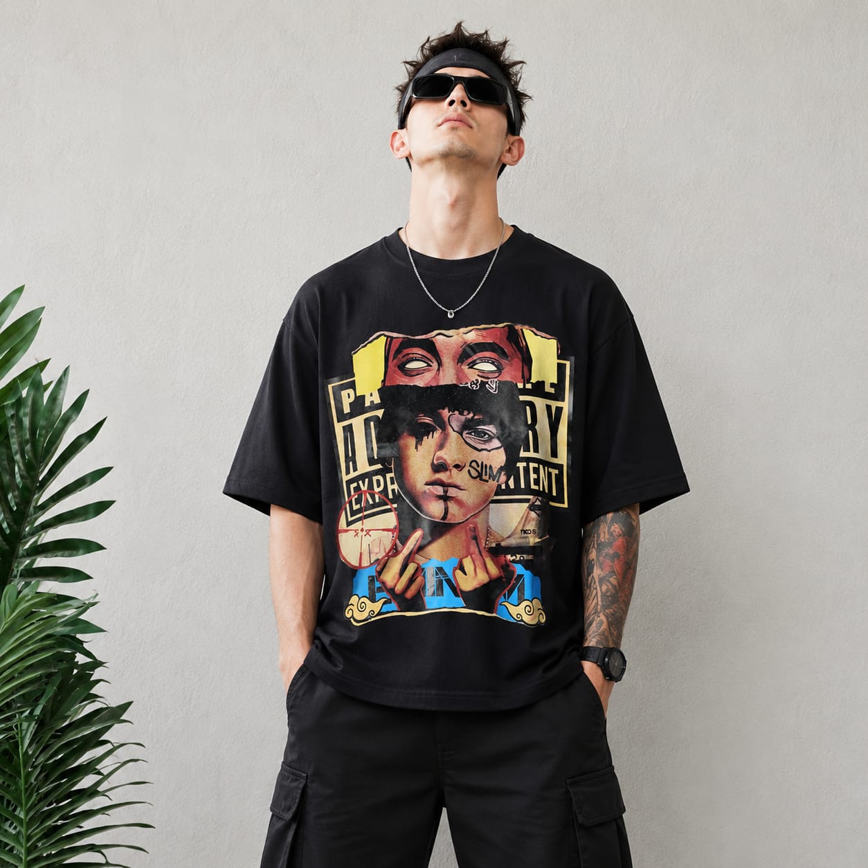 Round neck Front and back print drop shoulder Tshirt 1 pc @199 and 3 pcs @ 499
