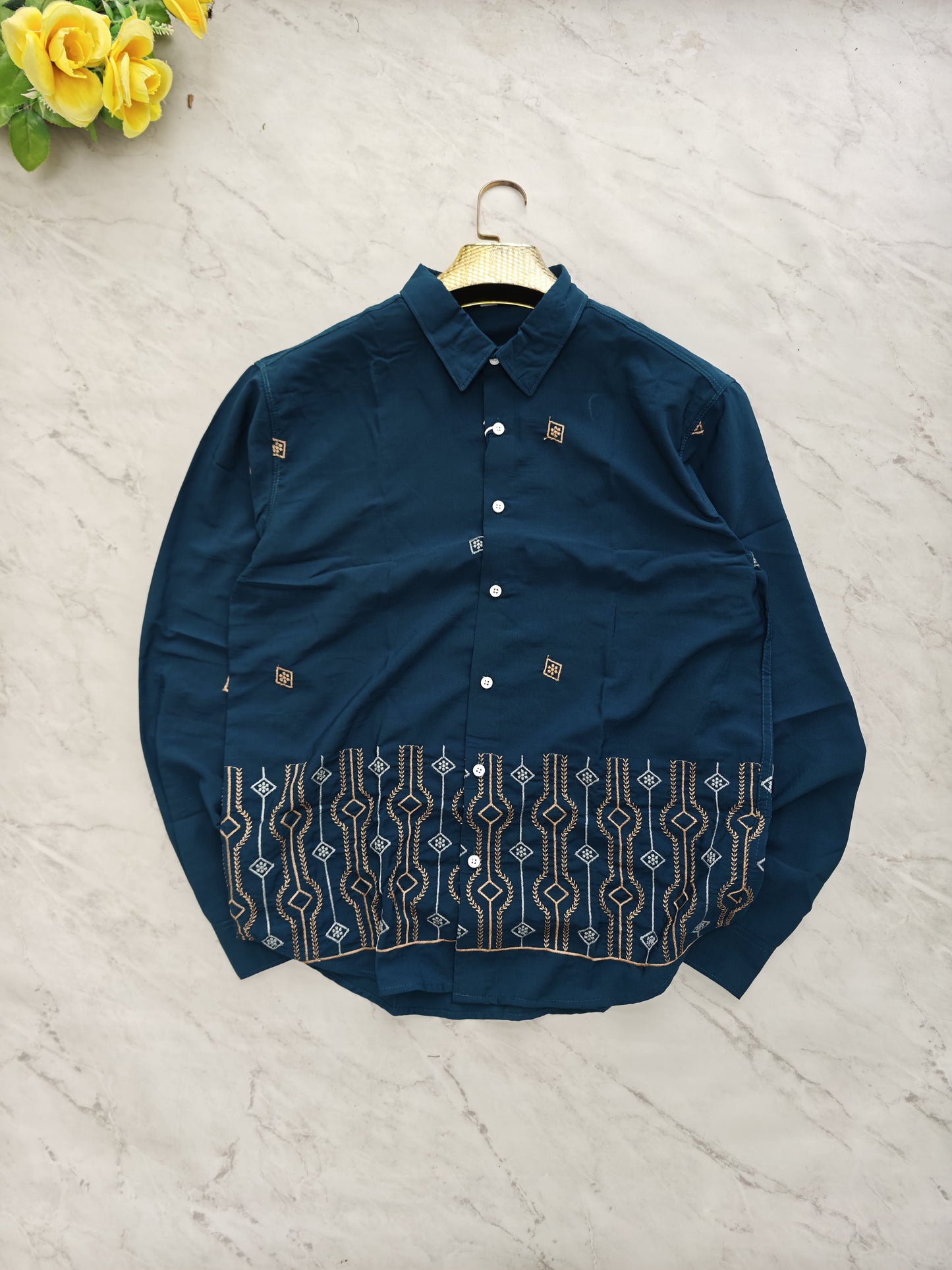 Men's Full sleeve Lachka fabric Bottom Embroidery Shirts single pcs @350 and Buy 3 pc combo @999