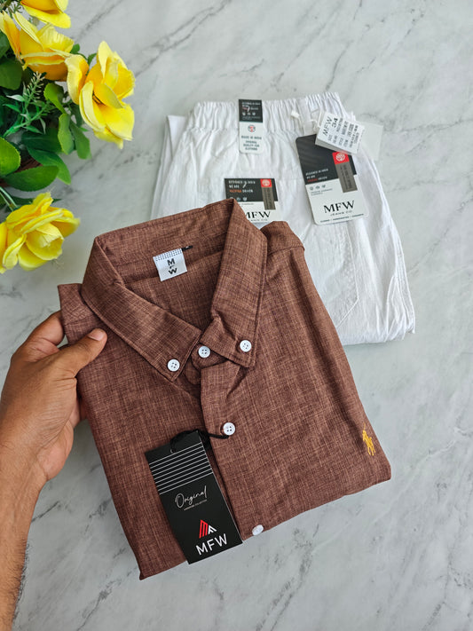 2 in 1 Combo MFW old money type korean lenin shirts + Lenin relax fit pant buy @600 rs only