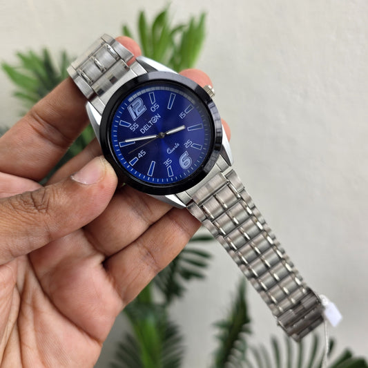 Mens most trendy Sliver strap watches @200(Dial color Blue )