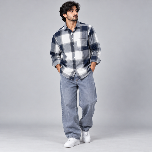 2 in 1 Combo MFW viral checked shirts + Baggy jeans pant buy @600 rs only