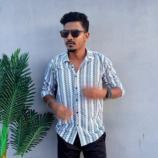 Men's Full Hand Zig zag Crochet striped shirt single pcs @299 and Buy 4 pcs combo @999