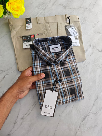 2 in 1 Combo oxford checked shirts + Lenin polo fit pant buy @600rs only