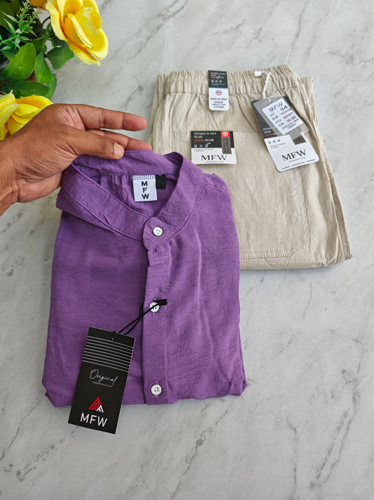 2 in 1 combo Chinese collar crush lenin shirts + lenin relax fit pant buy @600 rs only