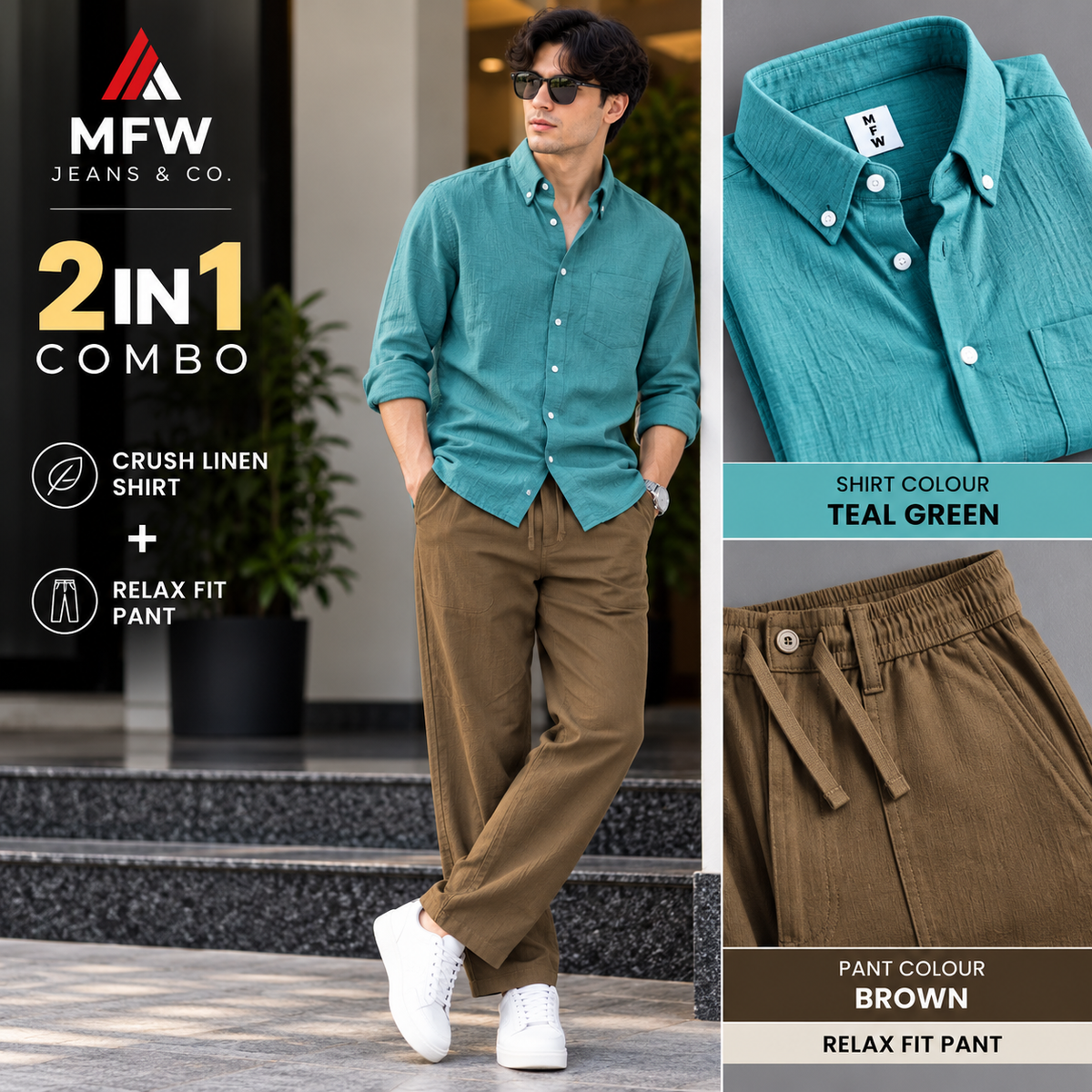 2 in 1 combo old money type crush lenin shirts + relax fit pant buy @600 rs only