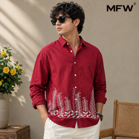 Men's Full sleeve Cotton Bottom Embroidery Shirts single pcs @350 and Buy 3 pc combo @999