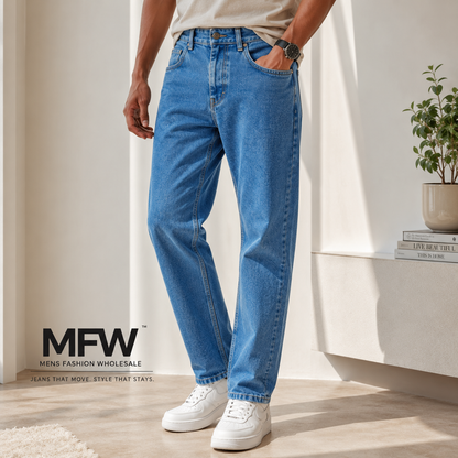 MFW plain mom fit jeans pant single pcs @350 and Buy 3 pc combo @999[Mid Blue]