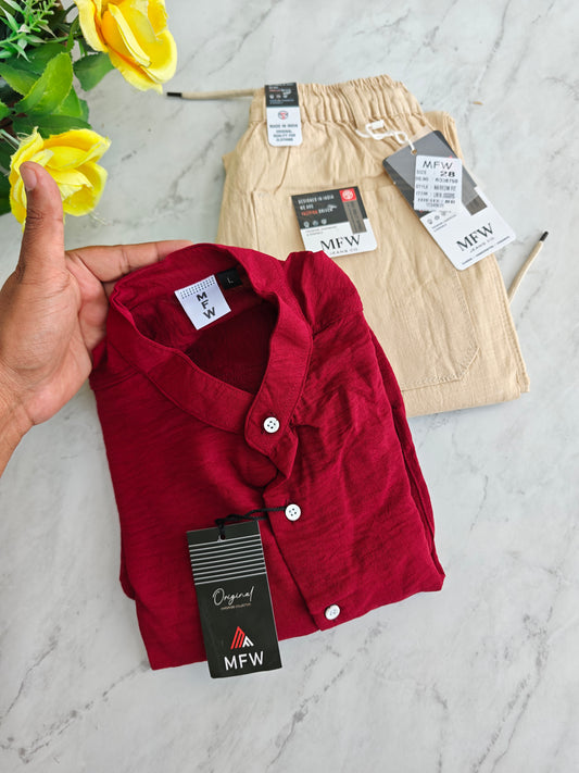 2 in 1 combo Chinese collar crush lenin shirts + lenin relax fit pant buy @600 rs only