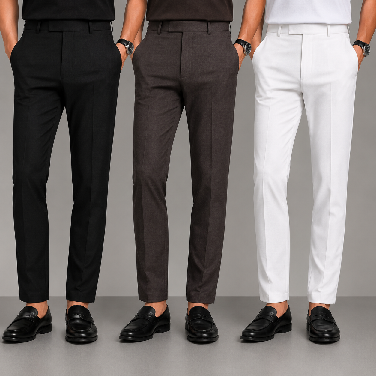 3 in 1 combo Mfw brand Penut fabric polofit pants buy 3 pcs combo @999(Black+brown+white)