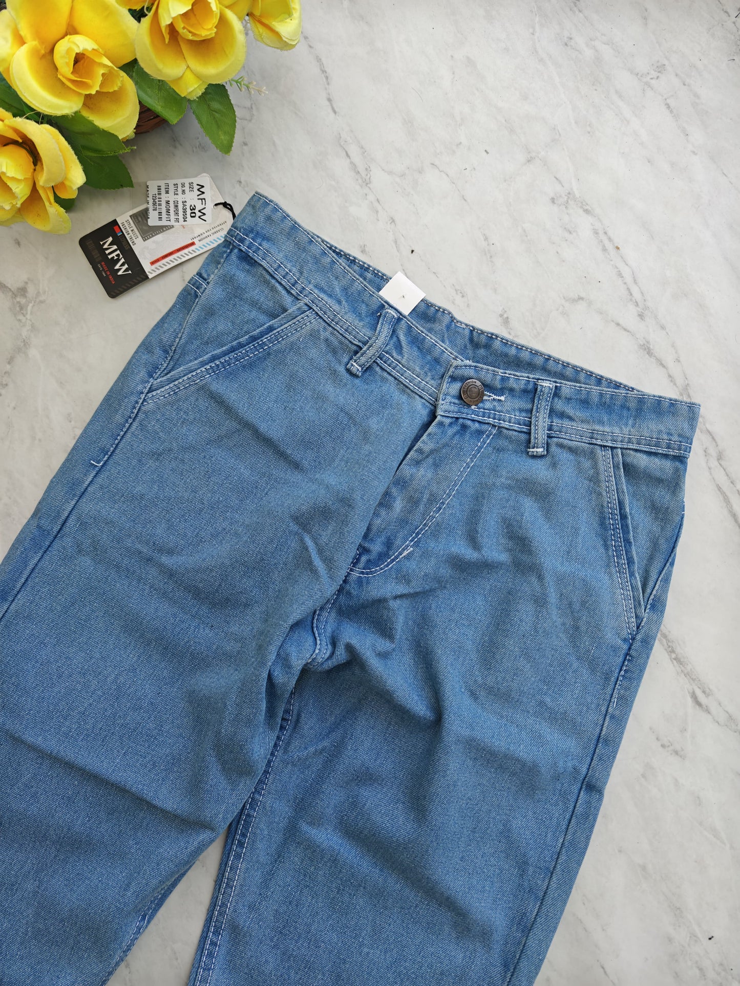 Men's premium Side pocket mom fit jeans pant buy @450 rs only[L.Blue]