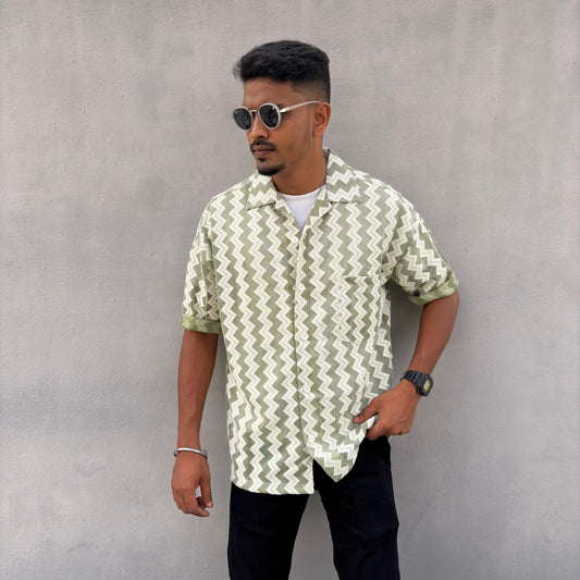 Mfw Net Fabric Cuban collar Drop shoulder shirts 1 pc @199 and 3 pcs @ 499