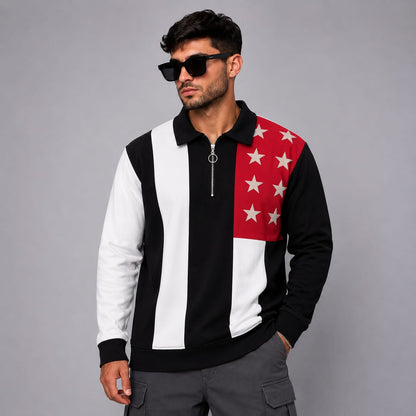 Men's korean Collar printed premium old money Zipper Full sleeve tshirts@249 (Fabric Reference – Please Read Description)