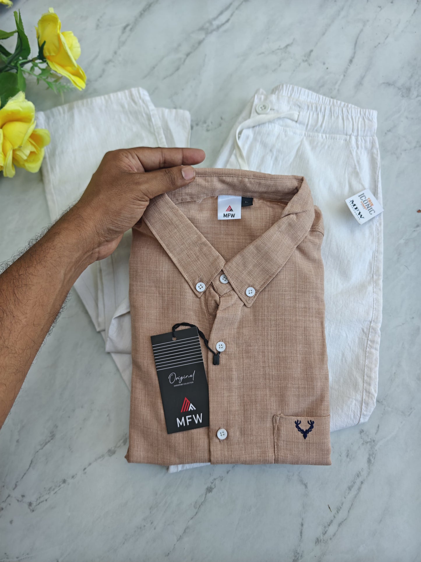 2 in 1 combo Korean lenin shirts + Lenin relax fit pant buy @600 rs only