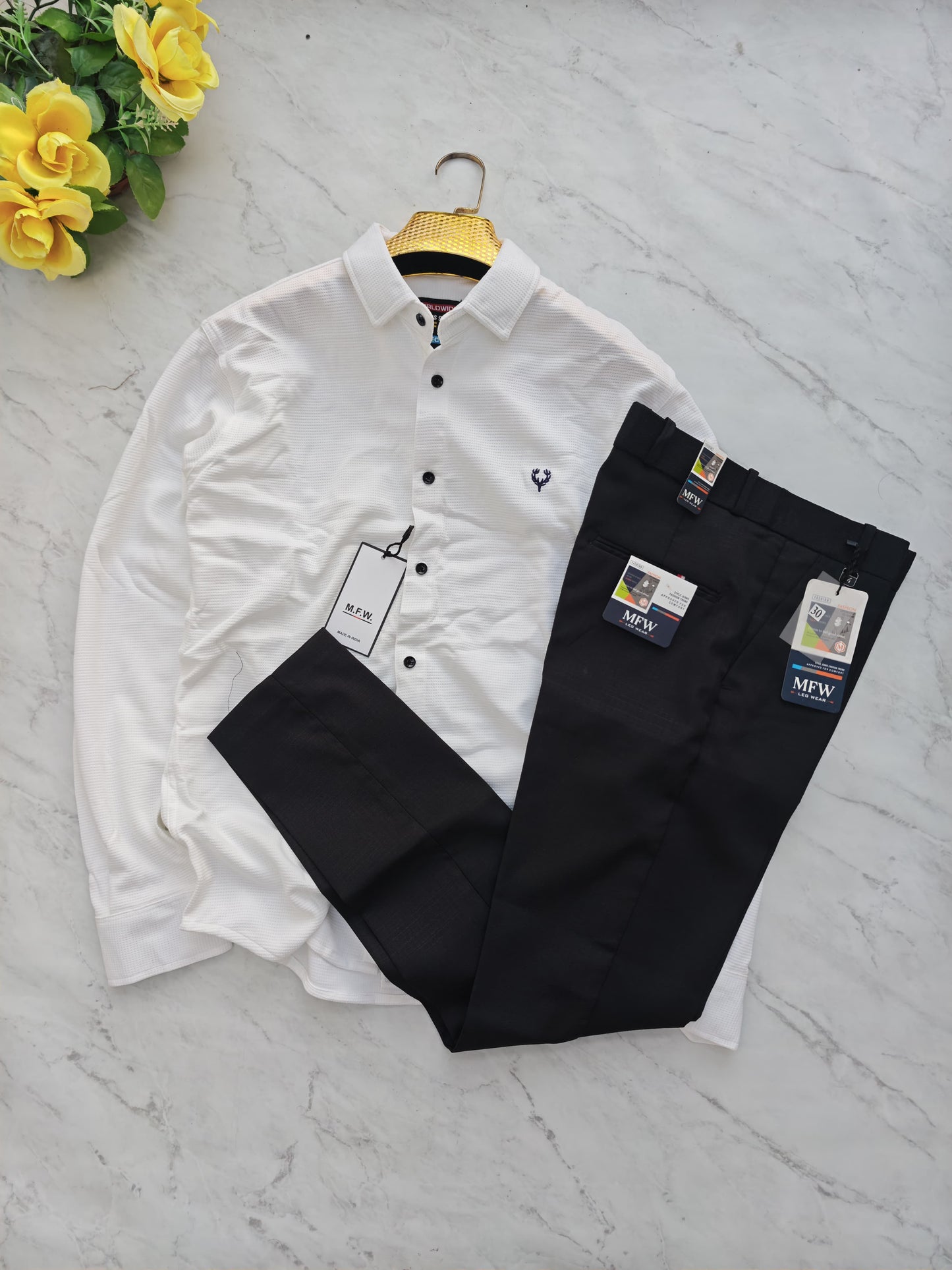 2 in 1 combo Micro waffle shirts + peanut fabric polo fit pants combo buy @550 rs only