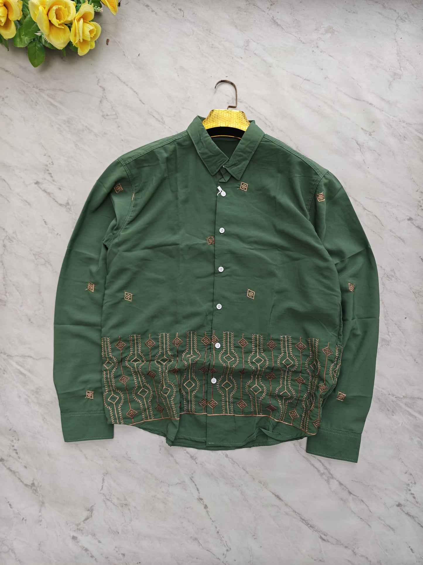 Men's Full sleeve Lachka fabric Bottom Embroidery Shirts single pcs @350 and Buy 3 pc combo @999
