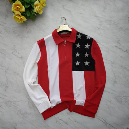 Men's korean Collar printed premium old money Zipper Full sleeve tshirts@249 (Fabric Reference – Please Read Description)