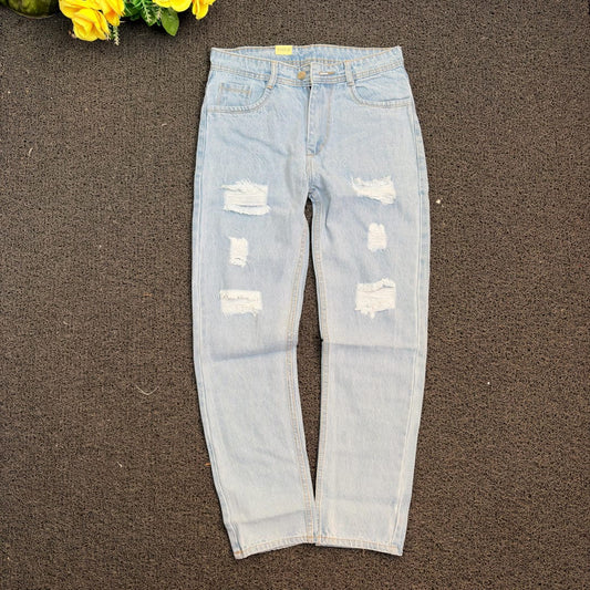 Mfw Torn mom fit jeans pant buy @450 rs only(ice blue)