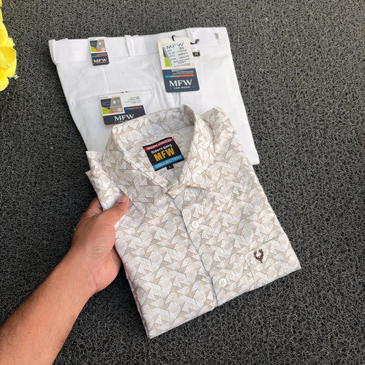 2 in 1 combo mfw Printed Shirts+ Lenin polo fit pants buy @550 rs only