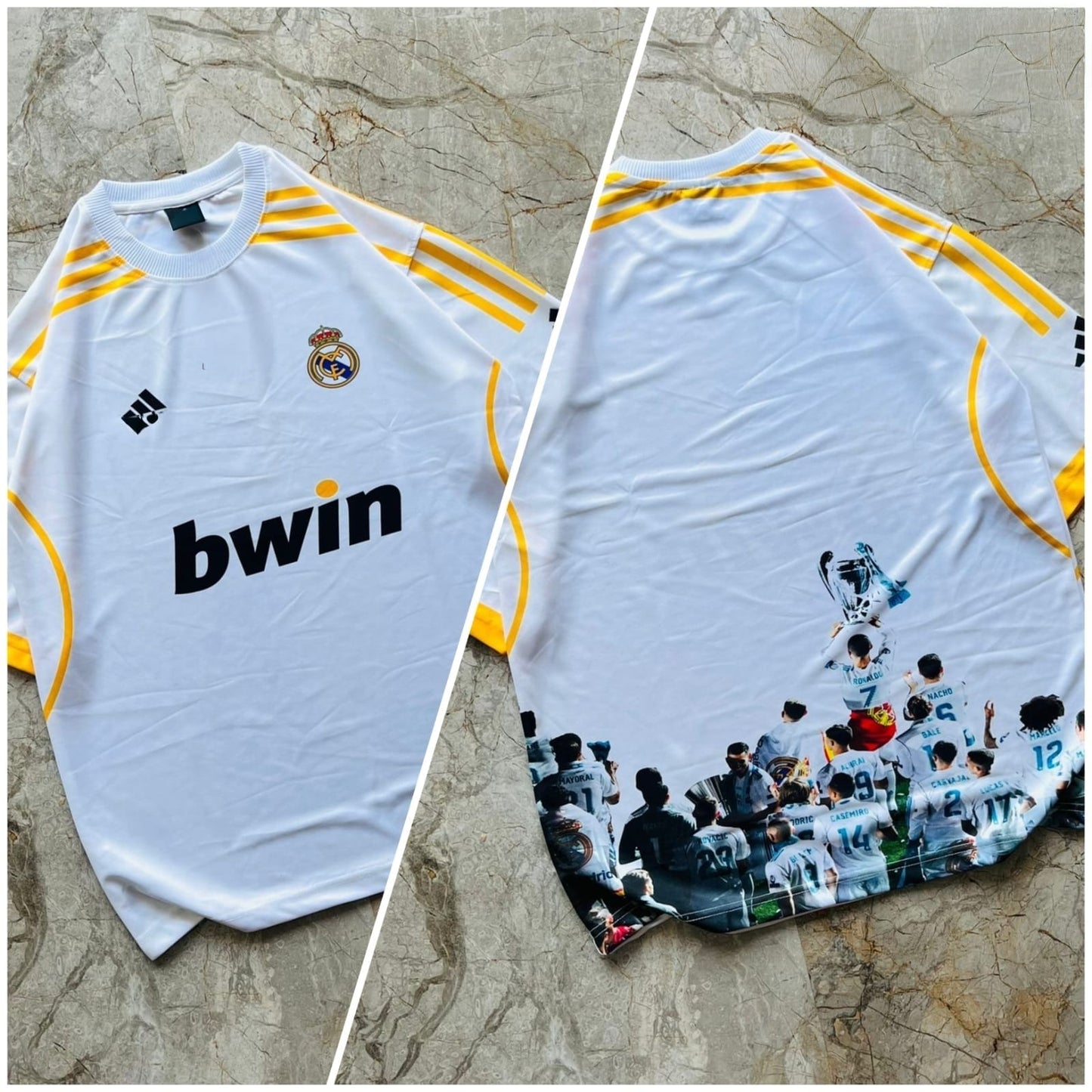 Half sleeve front and back printed football jersey buy @200
