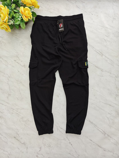 6 pocket twill fabric joggers pants buy @300rs [Black]