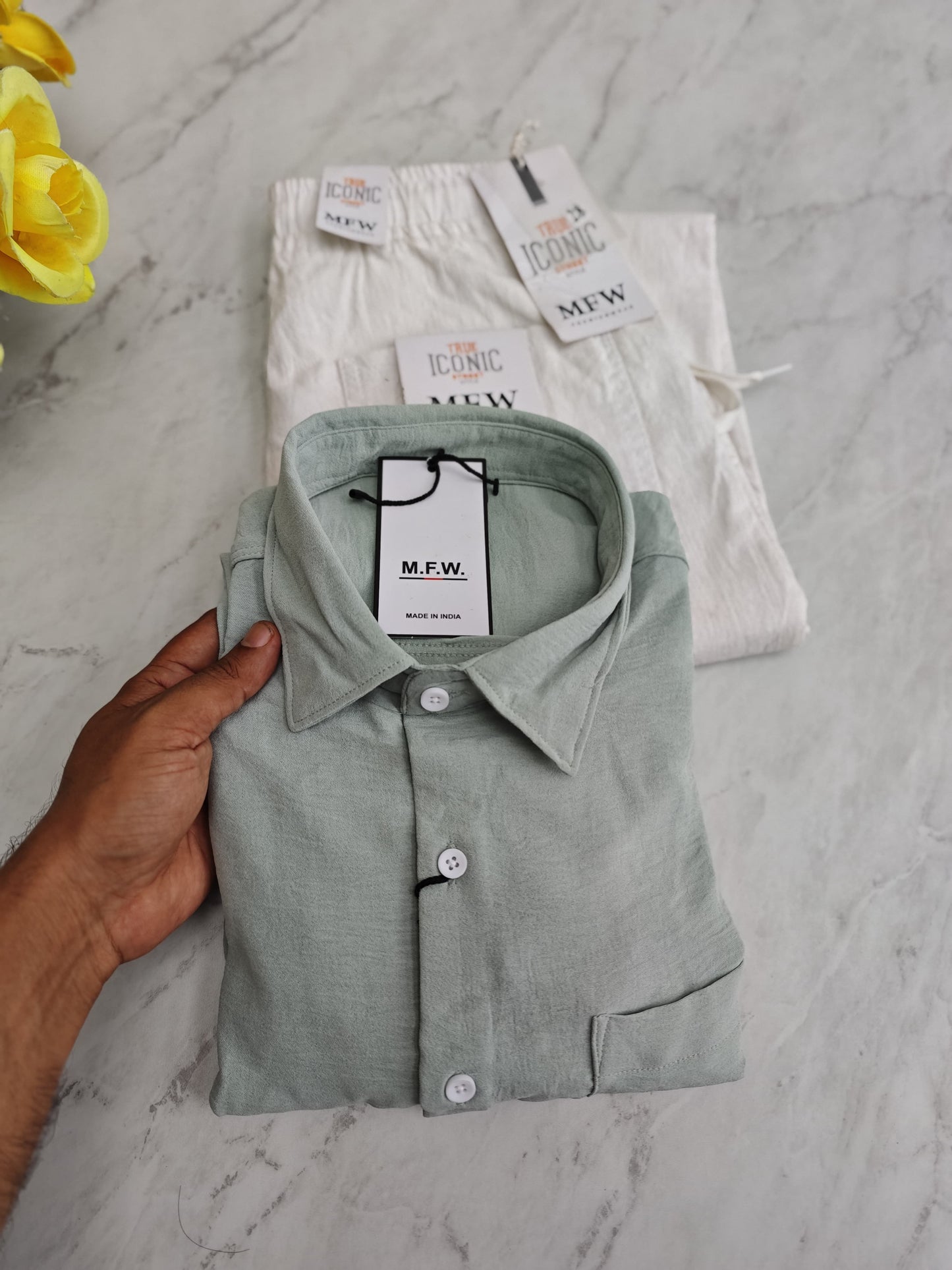 2 in 1 combo Crush plain Lenin shirts + lenin relax fit pants combo buy @600 rs only